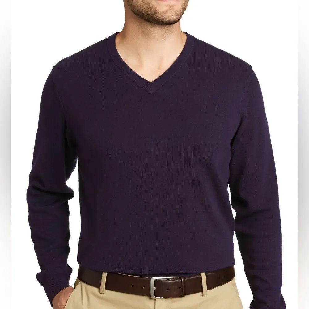 Jos. A. Bank Cashmere V-Neck Sweater in Deep Purple